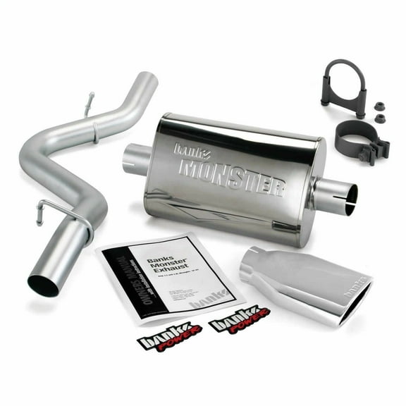 Banks Power 97-99 Jeep 2.5/4.0L Wrangler Slip Fit Cat Monster Exh Sys - SS Single Exh w/ Chrome Tip Fits select: 1997-1999 JEEP WRANGLER / TJ