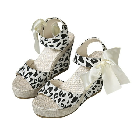 

Espadrille Platform Wedge Sandals for Women Cross Band Dressy High Heel Sandals Summer Beach Slip on Sliders Shoes Open Toe Ankle Strap Braided Knot Bow Lace-up Platform Sandal