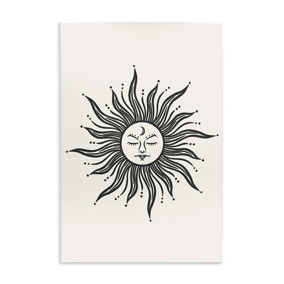 Stupell Industries Cream & Black Sun Astrology & Stars Painting Unframed Art Print Wall Art, 10 x 15