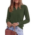 thumbnail image 3 of PRETTYGARDEN Womens Long Sleeve Collared Polo Sweater V Neck Knit Ribbed Business Casual Pullover Sweaters Fall Outfits, 3 of 8