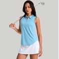 thumbnail image 2 of Womens Summer Tops Athletic Curved Collar Half Zip Breathable Sleeveless Tennis Top Shirts for Women Blue 3XL, 2 of 9