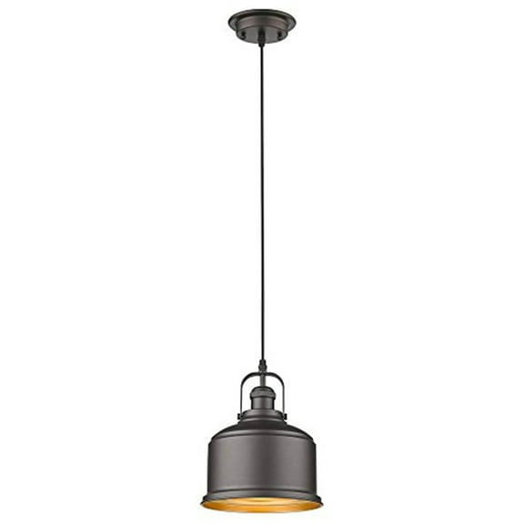 CHLOE Ironclad Industrial 1 Light Rubbed Bronze Ceiling Mini Pendant 8" Wide