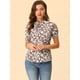 thumbnail image 2 of Blusa Floral Cuello Con Volantes Manga Corta Casual Top Para Mujer Rosa blanco S, 2 of 5