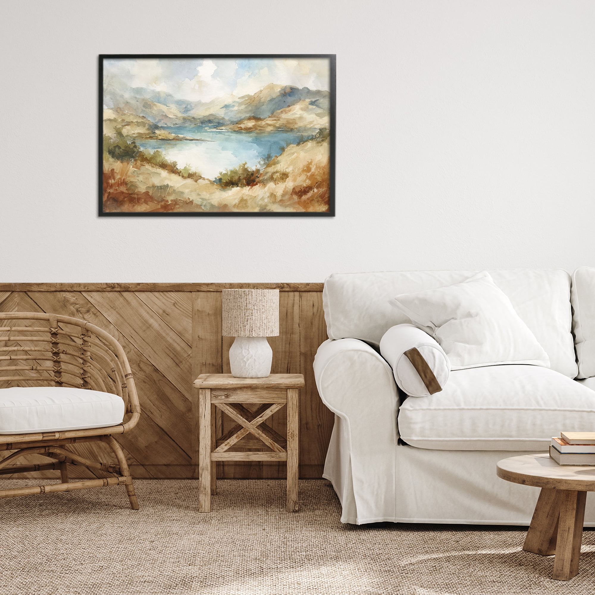 Stupell Industries Secret Mountain Lake Panorama Black Framed Giclee Art, design by Petal Prints Design