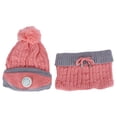 thumbnail image 2 of 3 unids/set de gorro de punto para mujer, bufanda, cuello con mufla bucal, gorro de invierno cálido, accesorios para ropa, gris y rosa, 2 of 14