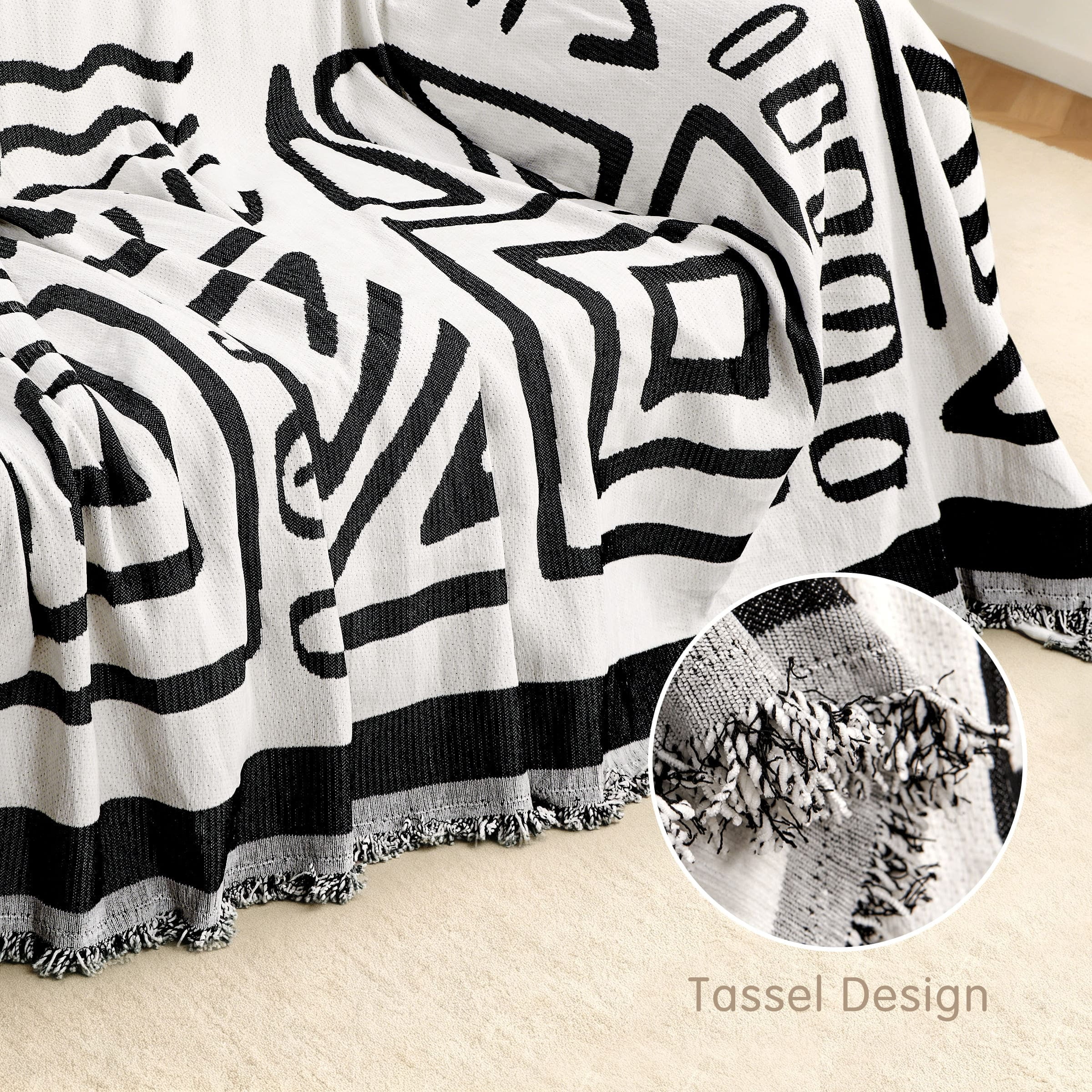 Dyfun Boho Reversible Oversized Sofa Cover -Pet-Proof Chenille Couch Protector & Decorative Throw for Sectionals, 71"x150"