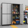 thumbnail image 2 of Metal Garage Cabinet with 4 Wheels,4 Door Metal Storage with Lock,71" H Tool Storage Cabinets with Adjustable Shelves for Utility Room,Workshop, 2 of 7