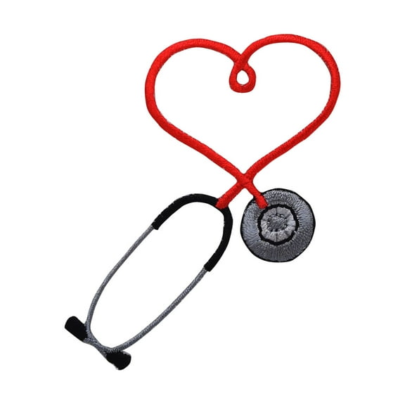 Red Stethoscope - Medical/Heart - Iron on Applique/Embroidered Patch
