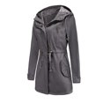 thumbnail image 3 of Pincandy Women Trench Coat Windbreaker Zip Up Jacket With Pockets Casual Long Sleeve Outwear with Waist Drawstring, 3 of 6