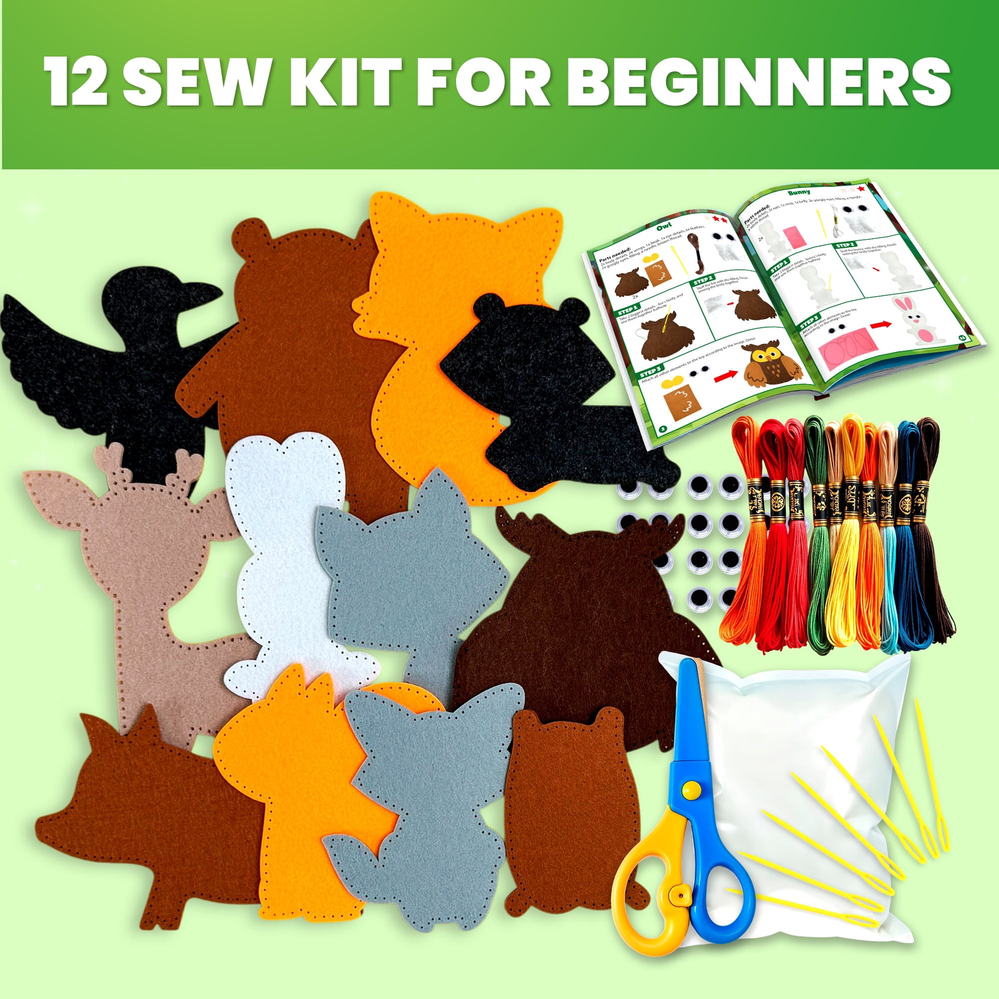 Quokka Sewing Kits for Kids 8-12 - Art Craft Kits for Girls 5-7 - 12 Childrens DIY Wild Animals
