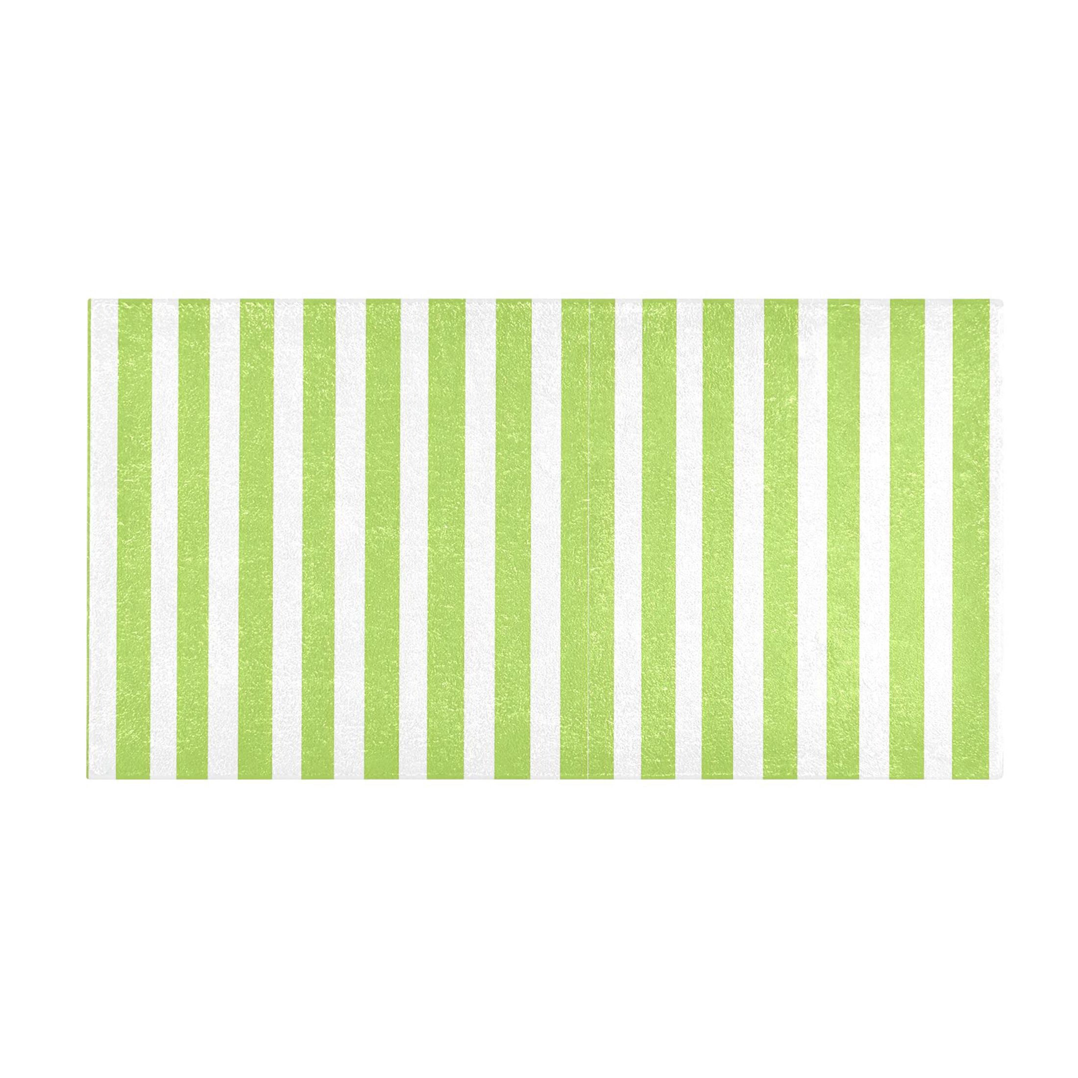 Dailycode Apple Green and White Stripes Bathroom Rugs Non Slip Absorbent Soft Plush Quick Dry Bath Mat, 39"x20"
