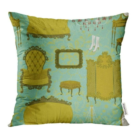 - ARHOME Room with Antique Furniture Chair Ornate Old French Luxury Victorian Vintage Pillow Case Pillow Cover 16x16 inch Throw Pillow Covers