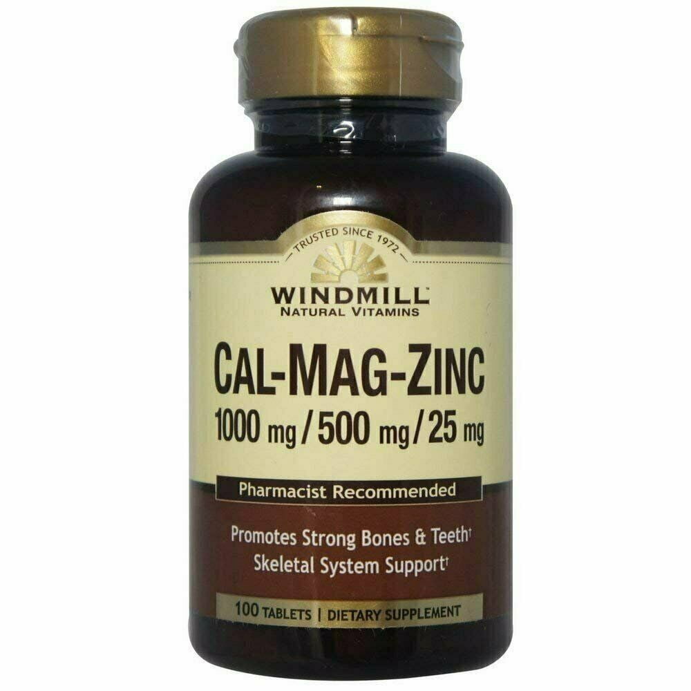 Calcium Magnesium Plus Zinc Tablets By Windmill - 100 Ea, 2 Pack