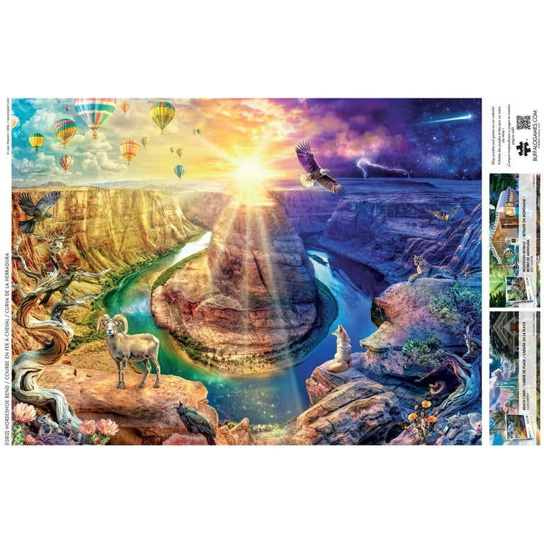 Puzzle Buffalo Games 1000 Piezas Horseshoe Bend - Día Y Noche, Arte De Lars Stewart, 26.75 X 19.75 Pulgadas