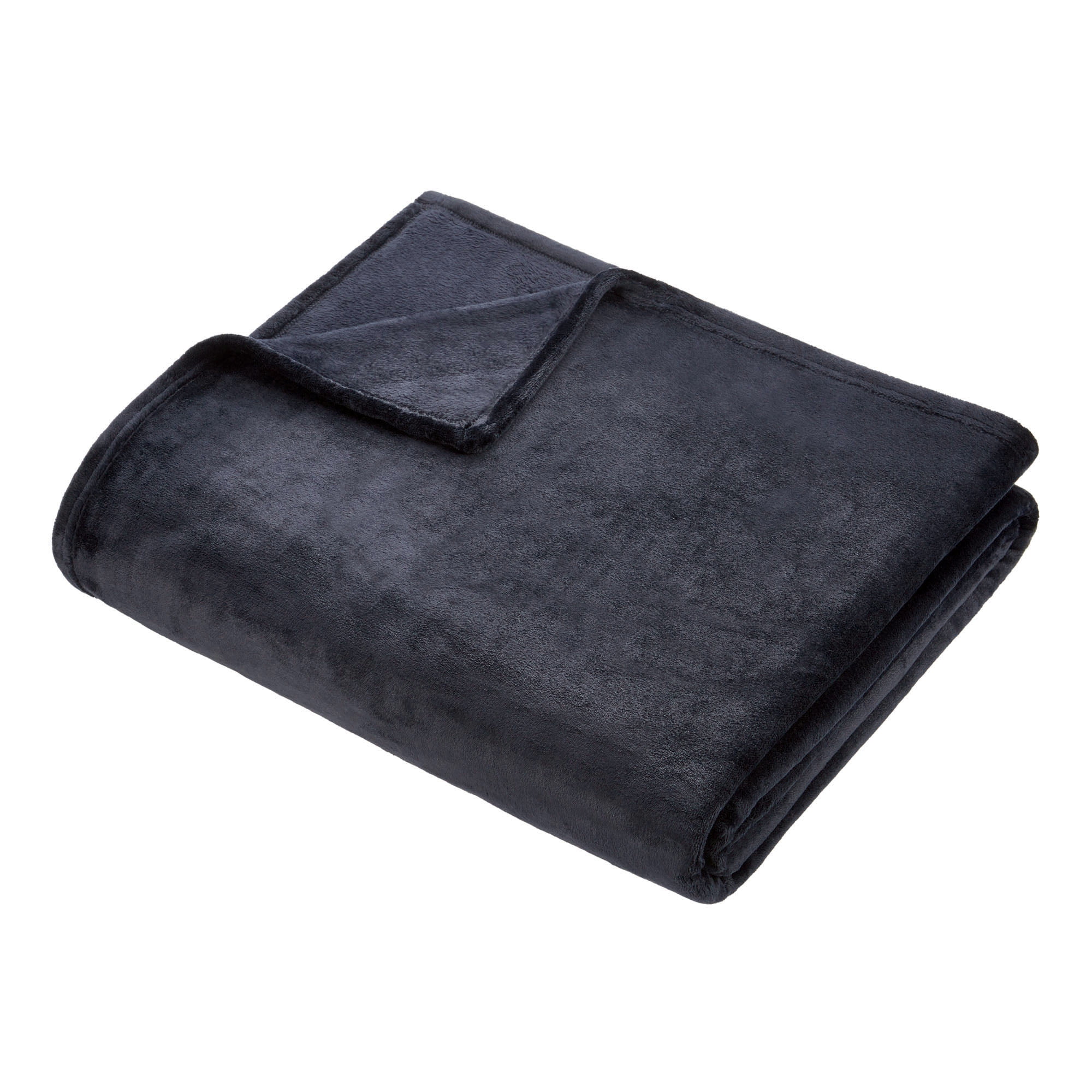 Couverture en velours pelucheux noir HOMETRENDS, grand 20 % polyester recyclé