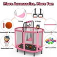 thumbnail image 3 of 60" Toddler Trampoline with Safety Enclosure Net, SEGMART Upgraded Kids Trampoline with Basketball Hoop, Swing, Rings, Balls, Indoor Outdoor Mini Trampoline Birthday Gift for Kids Ages 3-9, 3 of 14