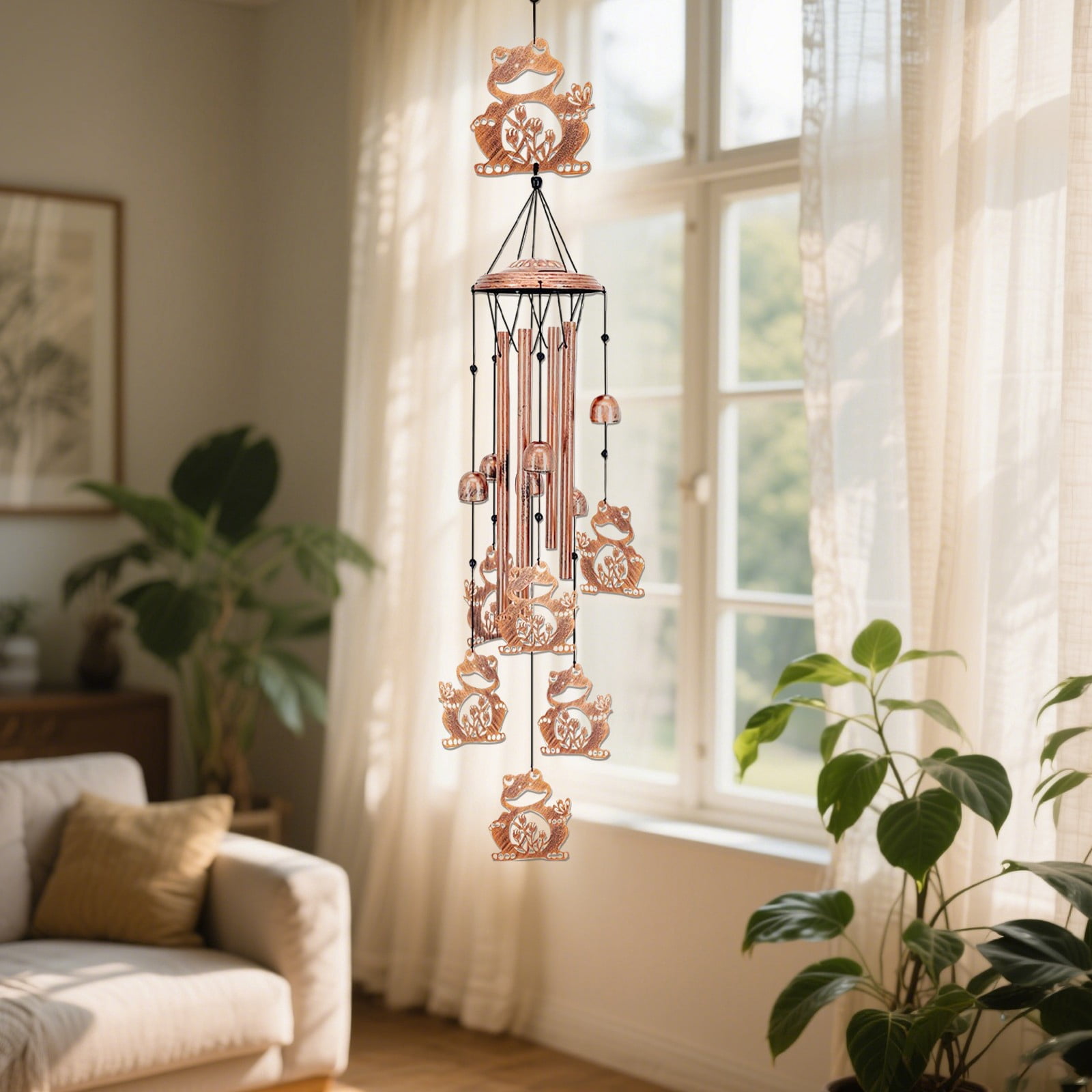 Rooster Shape Metal Wind Chime for Outdoor Garden, Handmade Patio Decor with Melodic Aluminum Tubes, Memorial Gift for Home and Yard
