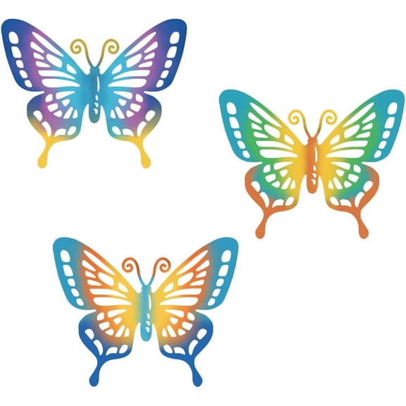 Metal Butterfly Wall Decor 3 PCS Metal Colorful Butterflies Outdoor Wall Sculpture Decoration Wall Art Hanging Decorative for Nursery Playroom Home Living Room Bedroom Room
