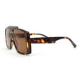 thumbnail image 3 of Stylish Mens Bold Squared Rectangle Flat Top Racer Plastic Sunglasses Tortoise - Brown, 3 of 4