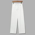thumbnail image 6 of Women Casual Pants Womens Cargo Pants Daily Elastic Strap Waist Workout Solid Long Pants Casual Wide Leg Pants White XL, 6 of 7