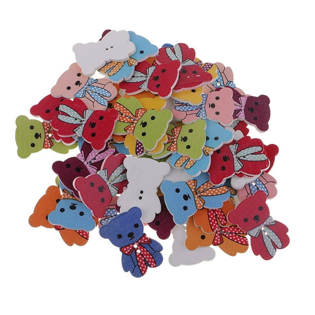 50Pcs Dessin Ours Boutons En Bois CRAFT CARDMAKING