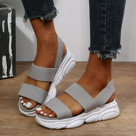 

Zpanxa Womens Sandals Minimalist Lace-up Platform Soft-soled Sneakers Wedge Sandals for Women Gray 40