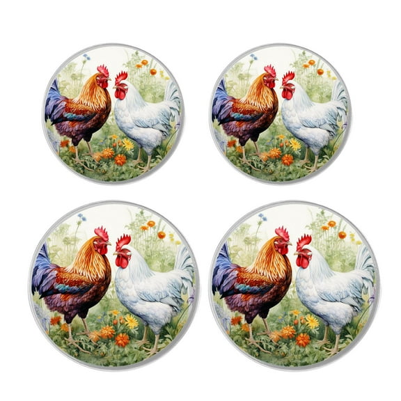 Decorative Stove Burner Covers 4 Pcs Metal Gas Stove Burner Cover 8Inch And 10Inch ,Chicken Rooster style