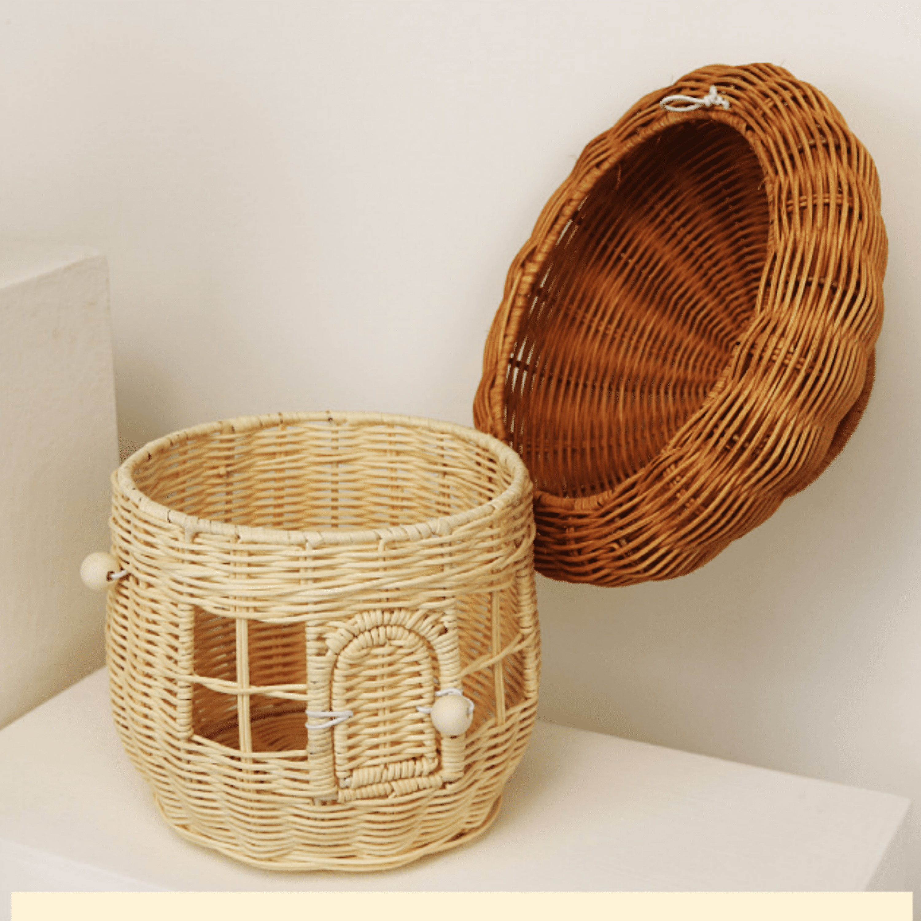 TENEBRALUX Handmade Wicker Mushroom-Shaped Storage Basket for Outdoor, Kids, Decor, Photography Props