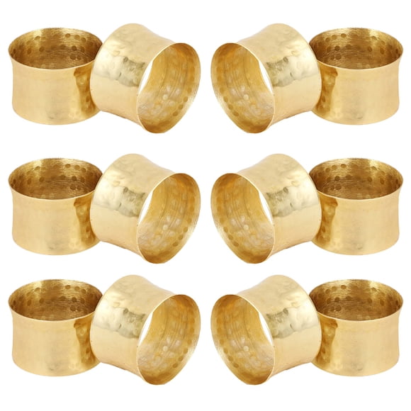 Anillos para servilletas ITOS365, juego de 12, hechos a mano, tono dorado