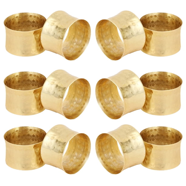 Anillos para servilletas ITOS365, juego de 12, hechos a mano, tono dorado