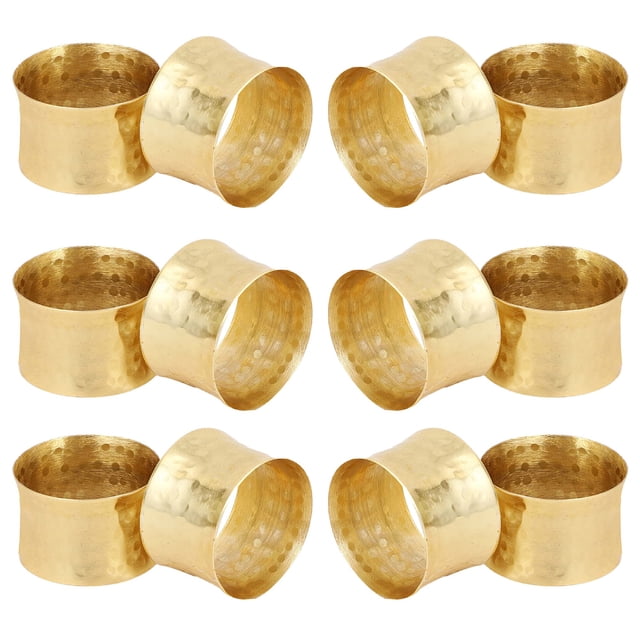 Anillos para servilletas ITOS365, juego de 12, hechos a mano, tono dorado