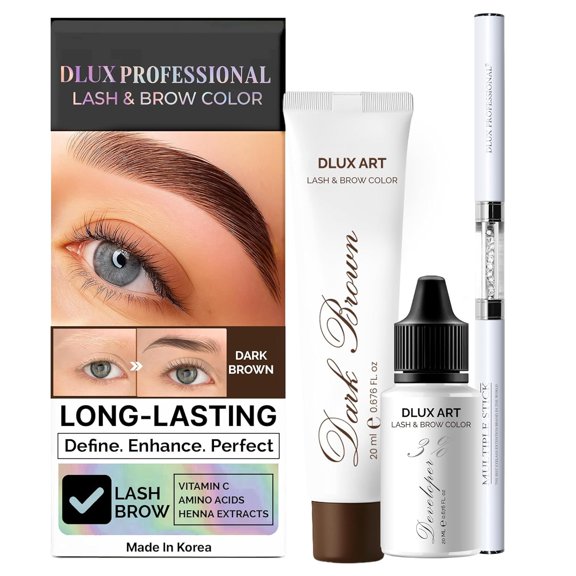 Kit de Color para Cejas DLUX PROFESSIONAL Marrón Oscuro de Larga Duración