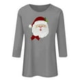 thumbnail image 4 of Craaazy Christmas Shirts for Women Round Neck 3/4 Sleeve Santa Prints Blouses Gifts, 4 of 4