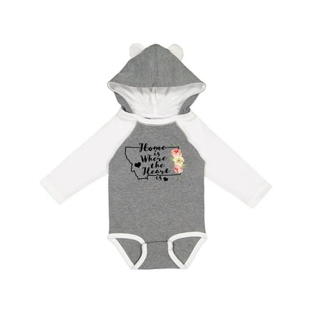 

Inktastic Montana Home is Where the Heart is with Watercolor Floral Gift Baby Boy or Baby Girl Long Sleeve Bodysuit