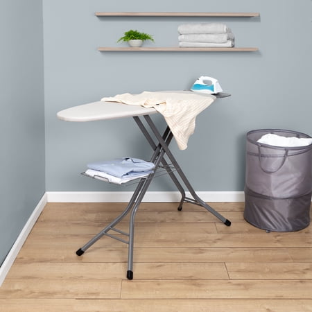 BETTER HOMES & GARDENS WIDE‑TOP IRONING BOARD – 47″ X 38″, ADJUSTABLE HEIGHT, STEEL FRAME, BUILT‑IN IRON REST AND CLOTHES RACK, NON‑SLIP FEET, GREY