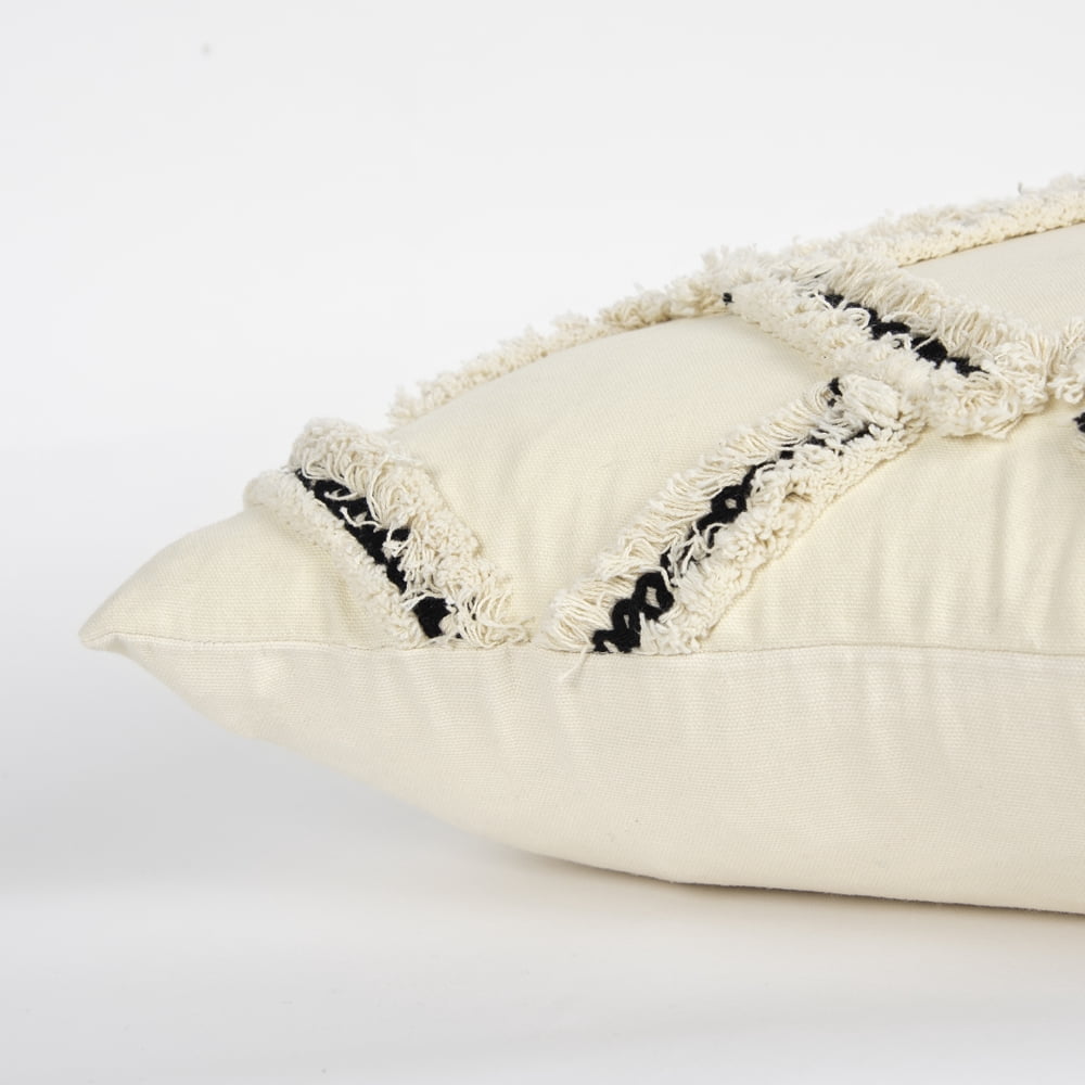 Rizzy Home Diamond 18" x 18" Poly Filled Pillow with Cotton Duck Cover-Natural