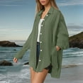 thumbnail image 3 of Camisa oversize lisa para mujer: prenda informal de corte holgado y tejido transpirable, cómoda para el día a día y las salidas informales., 3 of 8