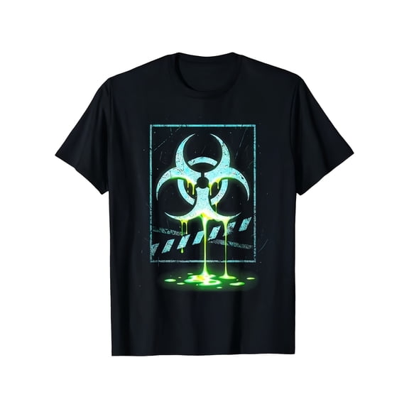Men's Neon Glowing Biohazard Graphic T-Shirt