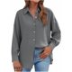 thumbnail image 2 of Craaazy Women's Relaxed Fit Collared Blouse, Solid Color Long Sleeve Button Down Top, Loose Comfy Cotton Casual Shirt for Spring & Fall Gifts, 2 of 5