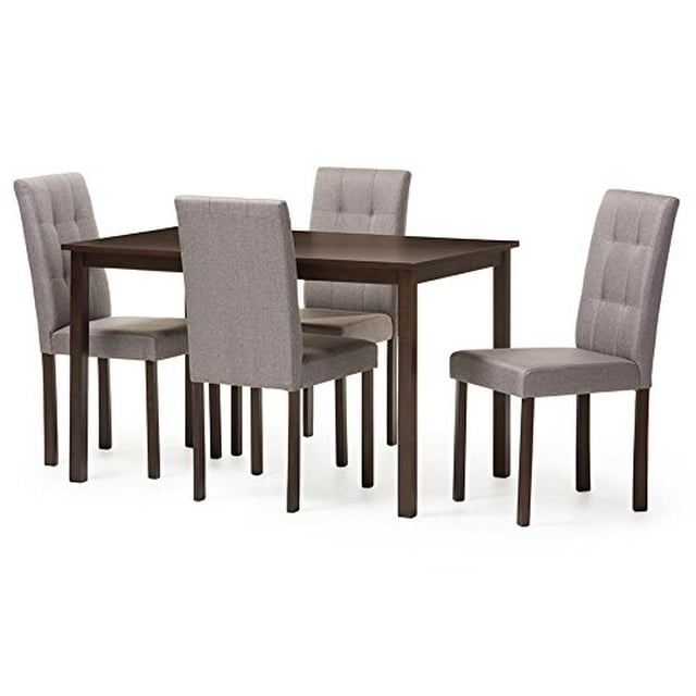 Baxton Studio Andrew Modern and Contemporary 5-Piece Grey Fabric Upholstered Grid-Tufting Dining Set