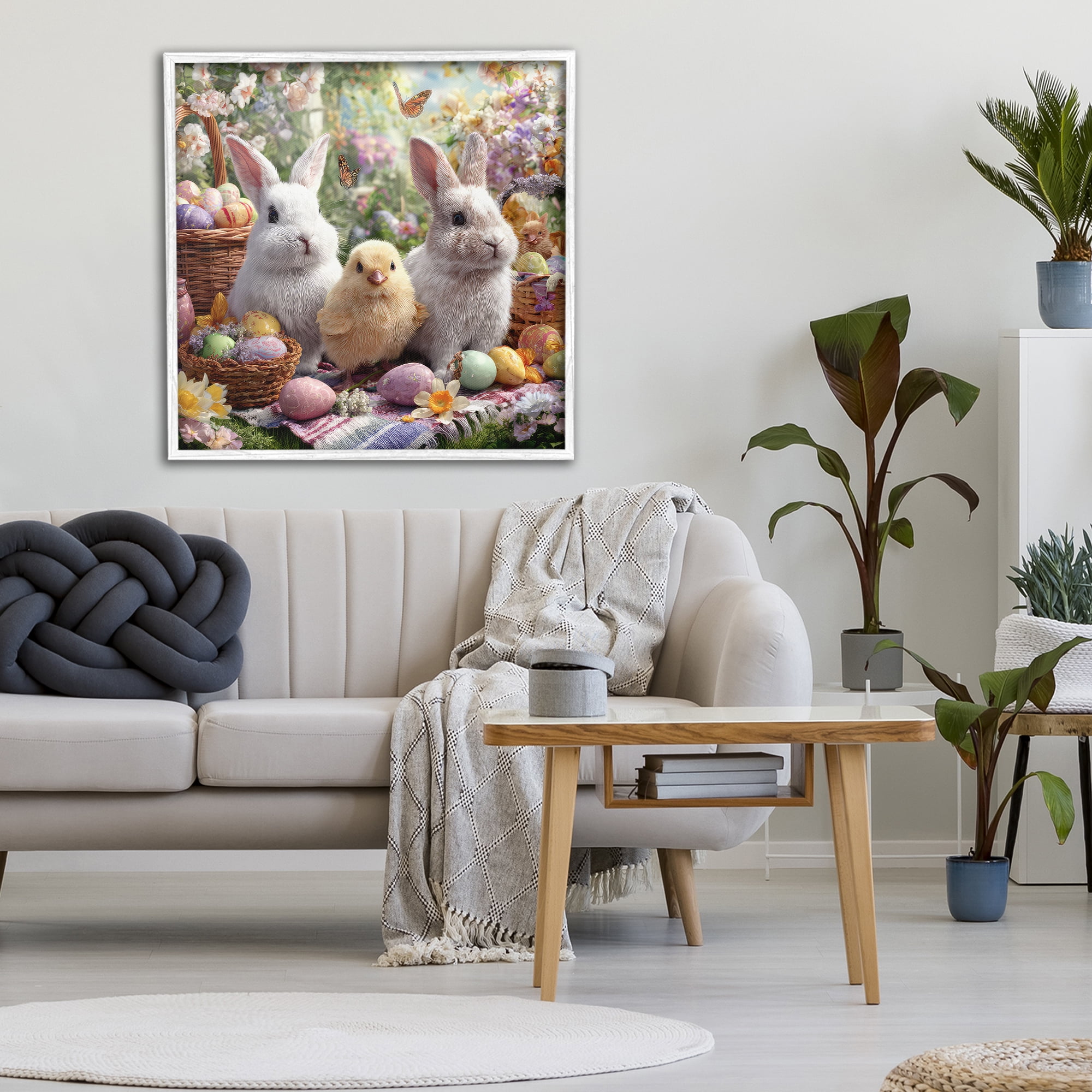 Stupell Industries Easter Animals & Eggs White Framed Giclee Art, design by The Wands Want