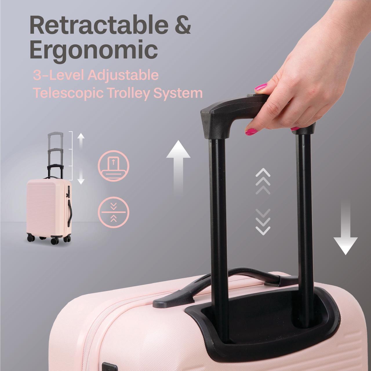 3-Piece Hardside Luggage Set: 28 Inch, 24 Inch Large Suitcases with wheels and 20 Inch Carry On Luggage