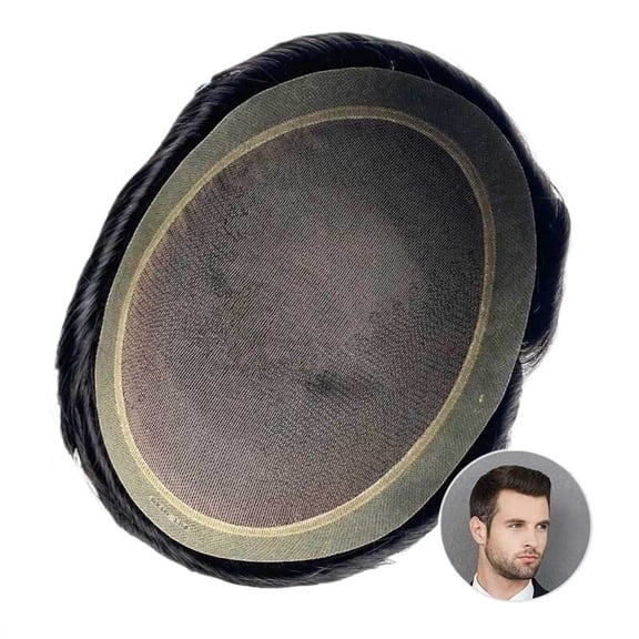 Human Hair Men's Toupee Breathable French Lace Hair System 8×10" Soft PU Around Male Hair Prosthetic 120% Density Indian Remy Hair Units Hairpiece