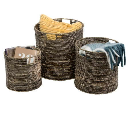 Honey Can Do Set of Three Decorative Nesting Storage Baskets, Brown