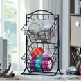 thumbnail image 3 of SunnyPoint 2-tier metal mini countertop fruit storage basket, antique black, 3 of 5