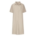 thumbnail image 4 of Purcolt Oversized Linen Dress for Women, Casual Buttons Down Roll-up Sleeve T Shirt Dress Loose Fit Flowy Maxi Long Dress Loungewear, 4 of 5