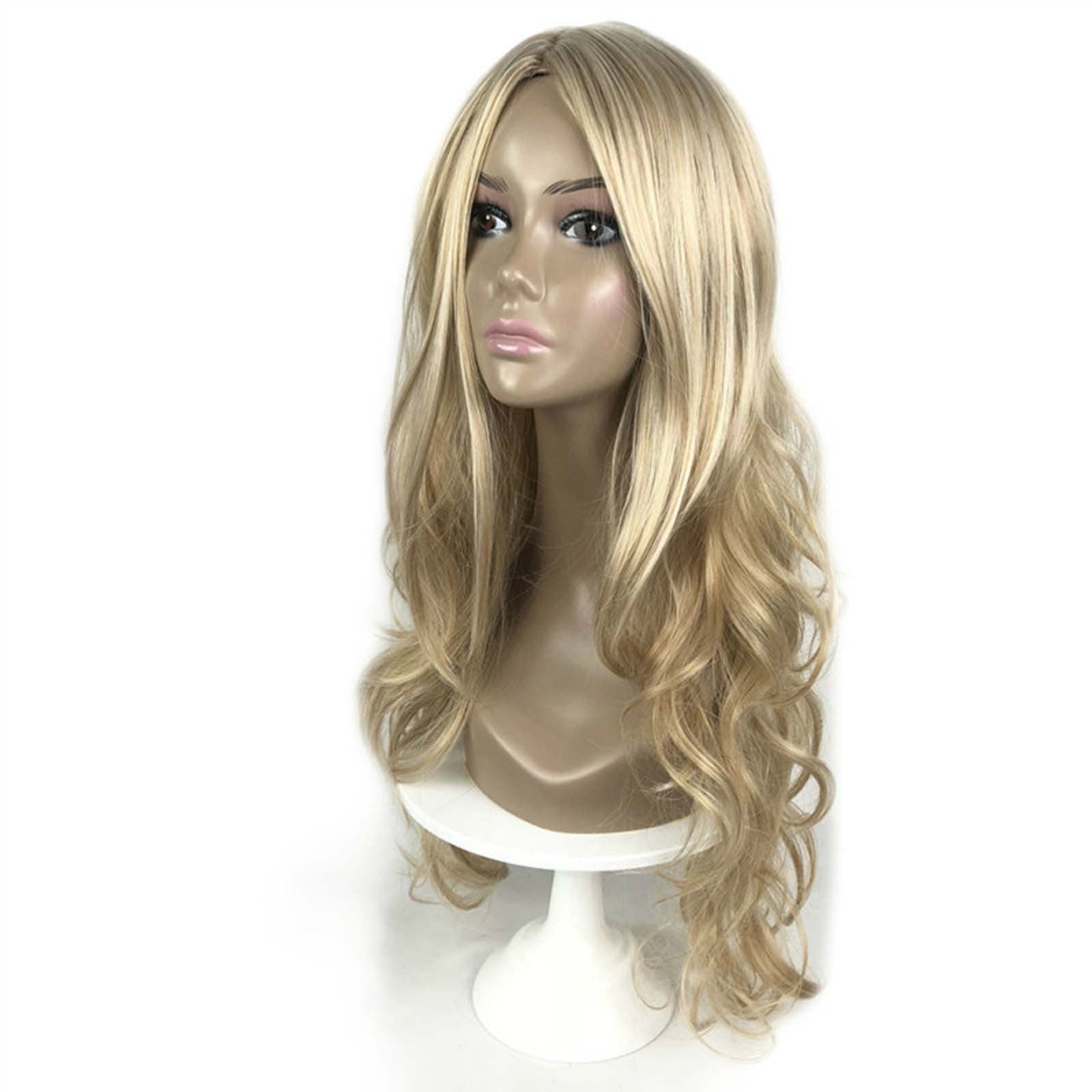 Long Blonde Curly Wig for Women 68cm Fashion Synthetic Fiber Natural Looking Hairpiece for Costume or Everyday Style No Hairnet Included Gift