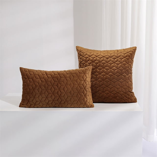 Yisang Hexagonal Pattern Embossed Pillow Cover Bed Pillow Bedside Living Room Sofa Cushion Back