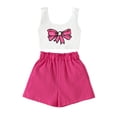 thumbnail image 2 of Girls 2 Piece Summer Outfit Sets Bow Print Crop Tank Top & Elastic Waist Crinkle Shorts Casual Breathable Clothes for Kids Hot Pink Size 9-10 Years, 2 of 5