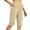 Beige, variant on AherBiu Yoga Shorts for Women Straight Leg High Waisted Stretch Loose Fitting Knee Length Workout Shorts with Pockets